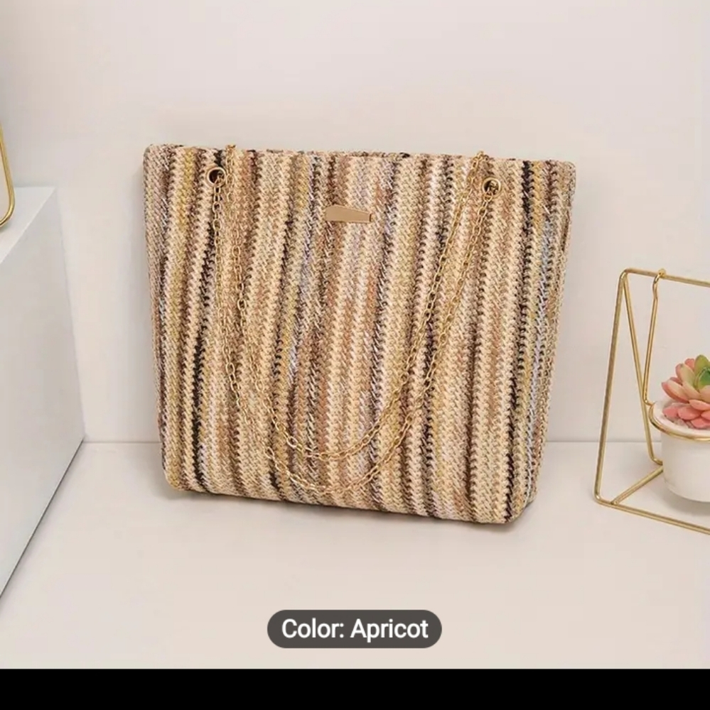 Striped Tan and Brown Women's Tote/Crossbody/Handbag/Wrislet